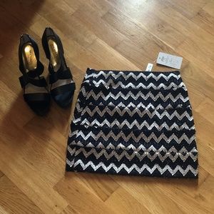 Black and Gold Mini Skirt